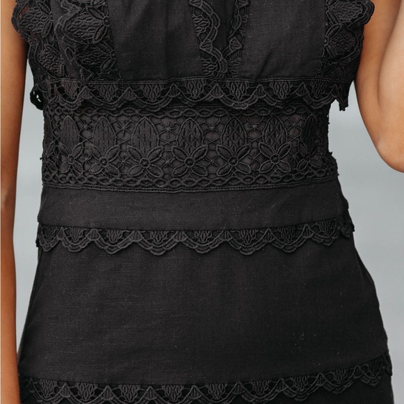 VICI sacha cotton linen crochet tiered midi dress in tangerine NWT - Picture 5 of 9